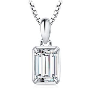 Certified 1 Carat Emerald Cut Diamond Pendant Necklace ~ 18k Dainty Moissanite